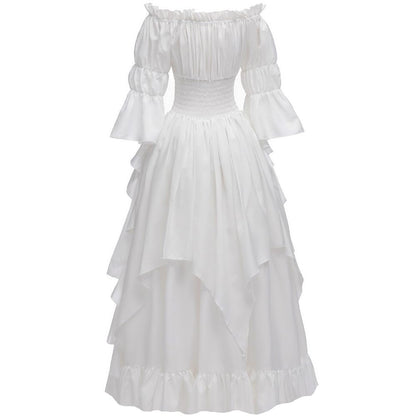 Abaowedding Women's Gothic Witch Dress Medieval Renaissance Costume Victorian Dress White Small/Medium