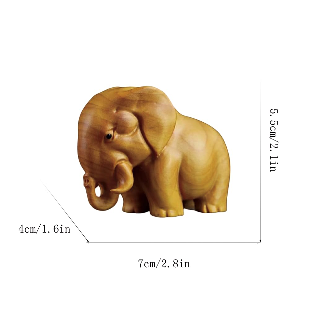 LOGUTIA Wooden Elephant Rhino Hippo Handmade Statue Unique African Three Treasures Tea Table Pet Home Decor Sculpture Cute Desk Decor (Elephant)