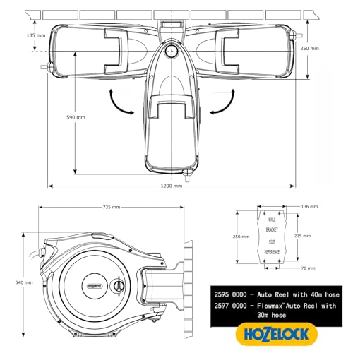 HOZELOCK - Auto Reel Wall-mounted 40m: Easy to Install, Child-lock, Auto-rewind, Ready-to-use with Nozzle, Fittings, Hozelock Hose and Accessories Included 5 Year Guarantee* [2595R8000]