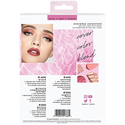 Real Techniques 5 Piece Everyday Essentials Makeup Brush Set, Includes 4 Brushes & Makeup Sponge, For Foundation, Blush, Bronzer, Contour, Eyeshadow, & Powder, Travel Gift Set, Cruelty-Free & Vegan