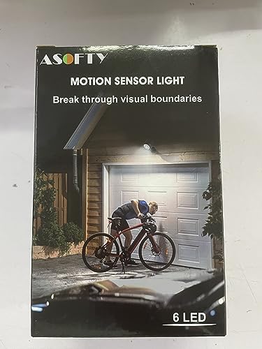 Security Lights Outdoor Motion Sensor, ASOFTY 6 LED 1000 Lumen PIR Wireless Spotlights with Remote Control, IP65 Waterproof 6000K Motion Flood Light for Garage Yard Porch and Patio