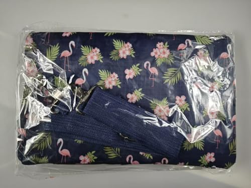 Arxus Large Foldable Duffel Tote Carry on Weekend Overnight Travel Bag Over Luggage with Shoulder Strap (Blue Flamingo)