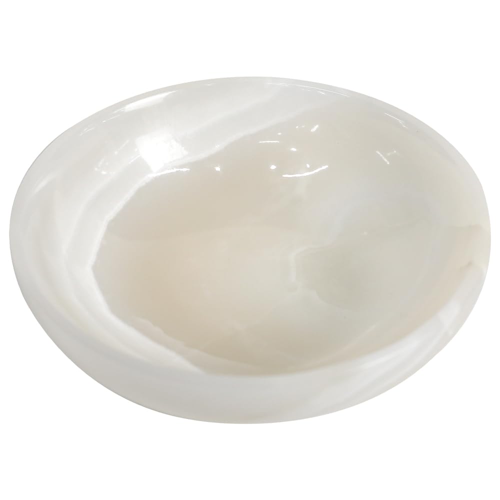 FutureStone Luxury Decorative Marble Bowl for Home Decoration, White Onyx Key Bowl for Entryway Table, Catchall for Coins, Change, Candy, Organizer Marble Tray