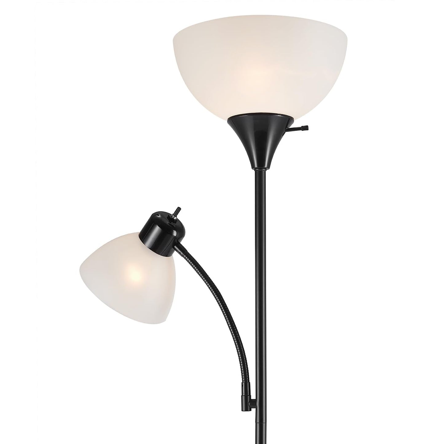 Globe Electric 67135 72" Floor Lamp with Adjustable Reading Light, Bright, Easy-to-Assemble Torchiere for Bedroom, Living Room & Office - Space-Saving Slim Design