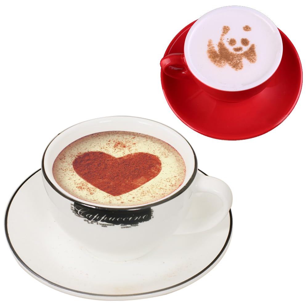 2 Pcs Stainless Steel Dredges and Powdered Shaker with 16 pcs Printing Molds Stencils, SENHAI Salt Pepper Coffee Cocoa Cinnamon Power Can with Hole or Fine-Mesh Lid for Kitchen Baking Cooking