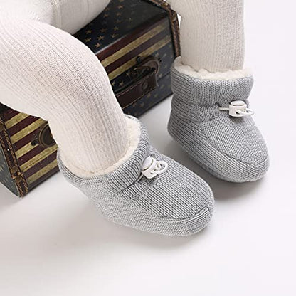 outfit spring Baby Winter Warm Fleece Bootie, Newborn Non-Slip Soft Sole Winter Shoes Sock Shoes Cute Adjustable Crawling Shoes Prewalker Boots for Girls Boys Toddler 0-18 Months Gray 6-12 Months