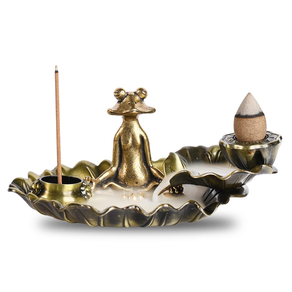 Frog Incense Holder: Incense Burner Holder Waterfall | Backflow Incense Burner, Insence-Stick Holder with 7 Incense Holes, Incense Cone Holder