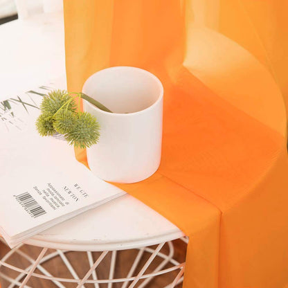 MIULEE Short Window Orange Sheer Curtains for Fall Elegant Transparent Voile Curtain Halloween 2 Panels for Bedroom Living Room 54 x 63 Inches Length