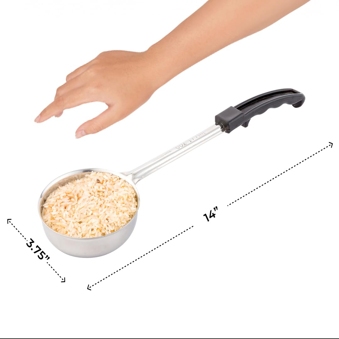 Restaurantware Met Lux 6 Ounce Portion Ladle 1 With Black Handle Portion Serving Spoon - Does Not Corrode Dishwashable Stainless Steel Portion Control Serving Utensil Multipurpose