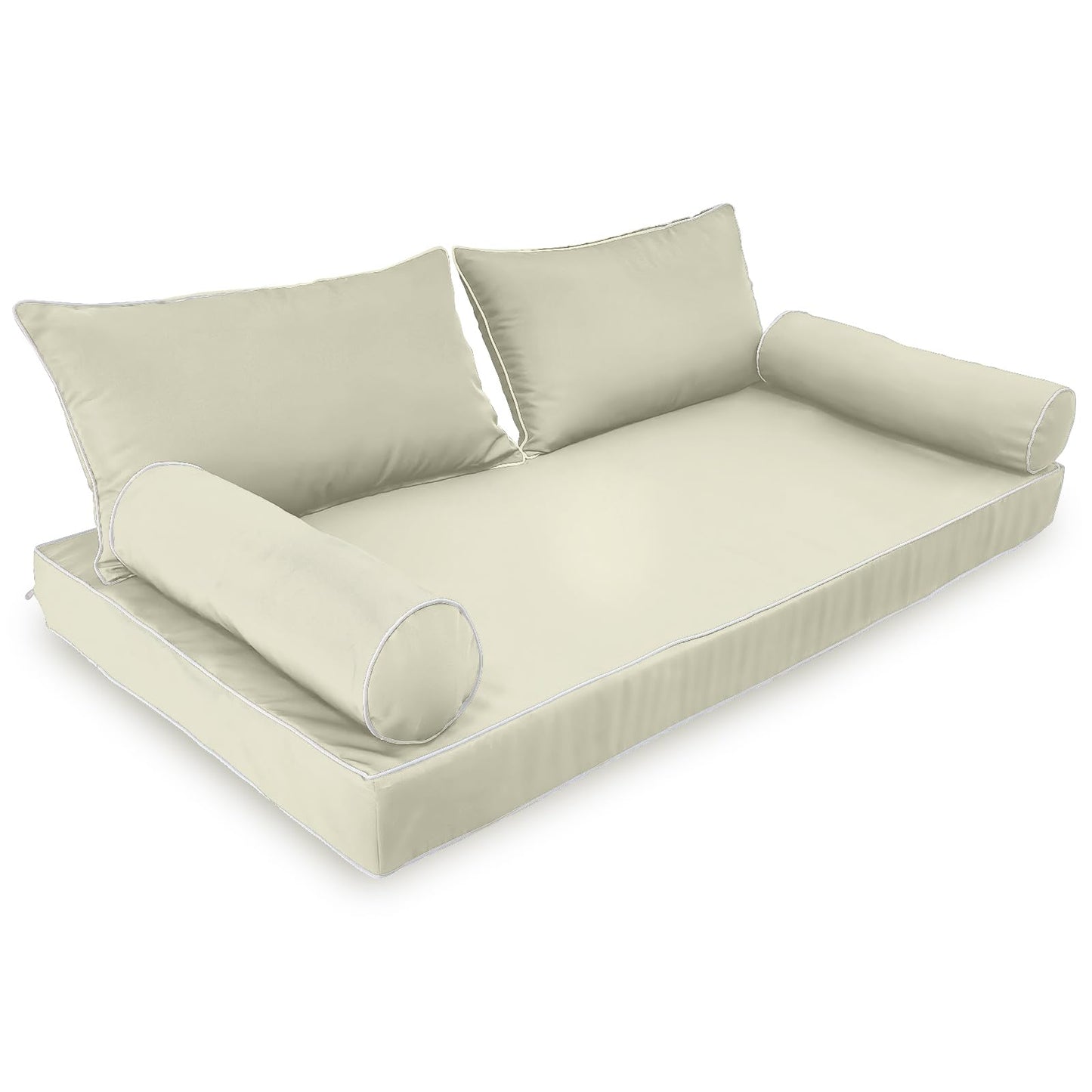 ZOALXZNT Outdoor Daybed Cushion Cover Twin,Daybed Mattress Bolster Pillow Fitted Sheet Cover,Twin Size Outdoor Daybed Cushion Covers (Beige, 75 * 39 * 6in)