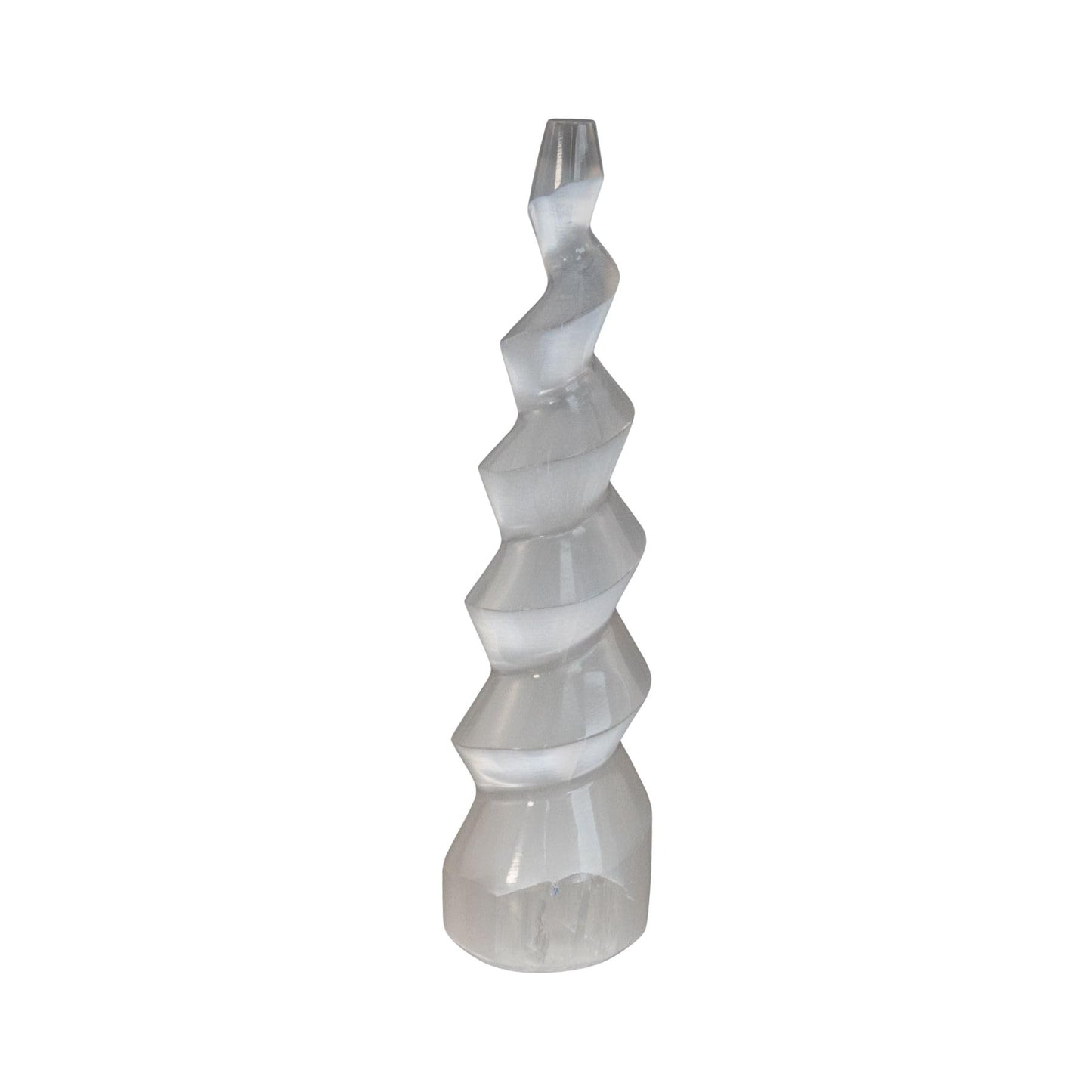 Down to Earth Selenite Iceberg Tower – Natural White Crystal for Energy Cleansing, Meditation, Reiki, Charging Stones & Home Décor – Polished Healing Crystal Tower (6" Corkscrew)
