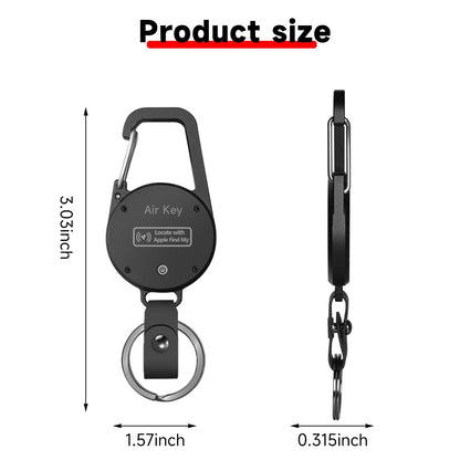 QEG Keychain, Key Finder Works with Apple Find My, llaveros para Hombres,Carabiner Car Key Chains with GPS Tracker, Anti-Lost Keyring Finder Locator, Minimalist Key Holder for Men (iOS Only),Black