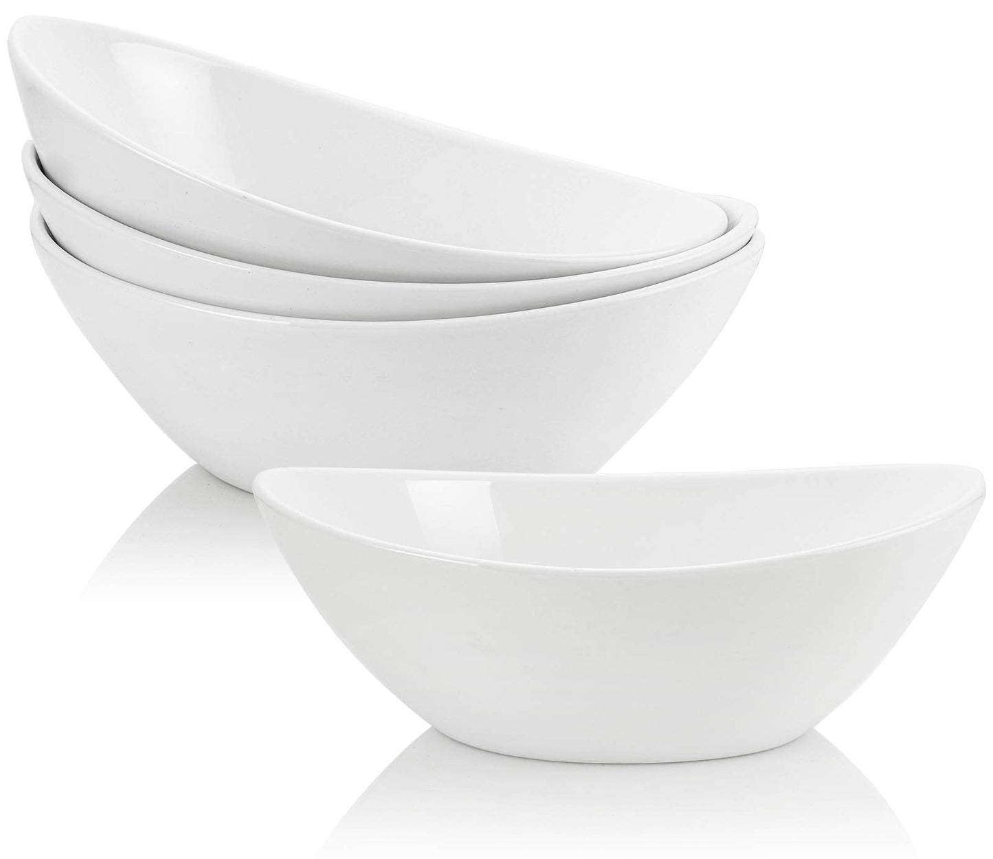 Lawei 4 Pack 9" Porcelain Serving Bowls, 36 Oz Oval Ceramic Mixing Bowls, Large Serving Dishes for Salads, Spaghetti, Dessert, Veggie, Potatoes and Fruits, Side Dishes, Microwave & Dishwasher Safe