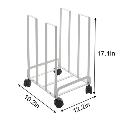 HUDABAIDI Carton Storage Rack, Portable Cardboard Recycling Organizer Stand with Caster Wheels to Store, Transport Cardboard for Home Warehouse Shipping Station, 12.2x10.2x17.1in (White)