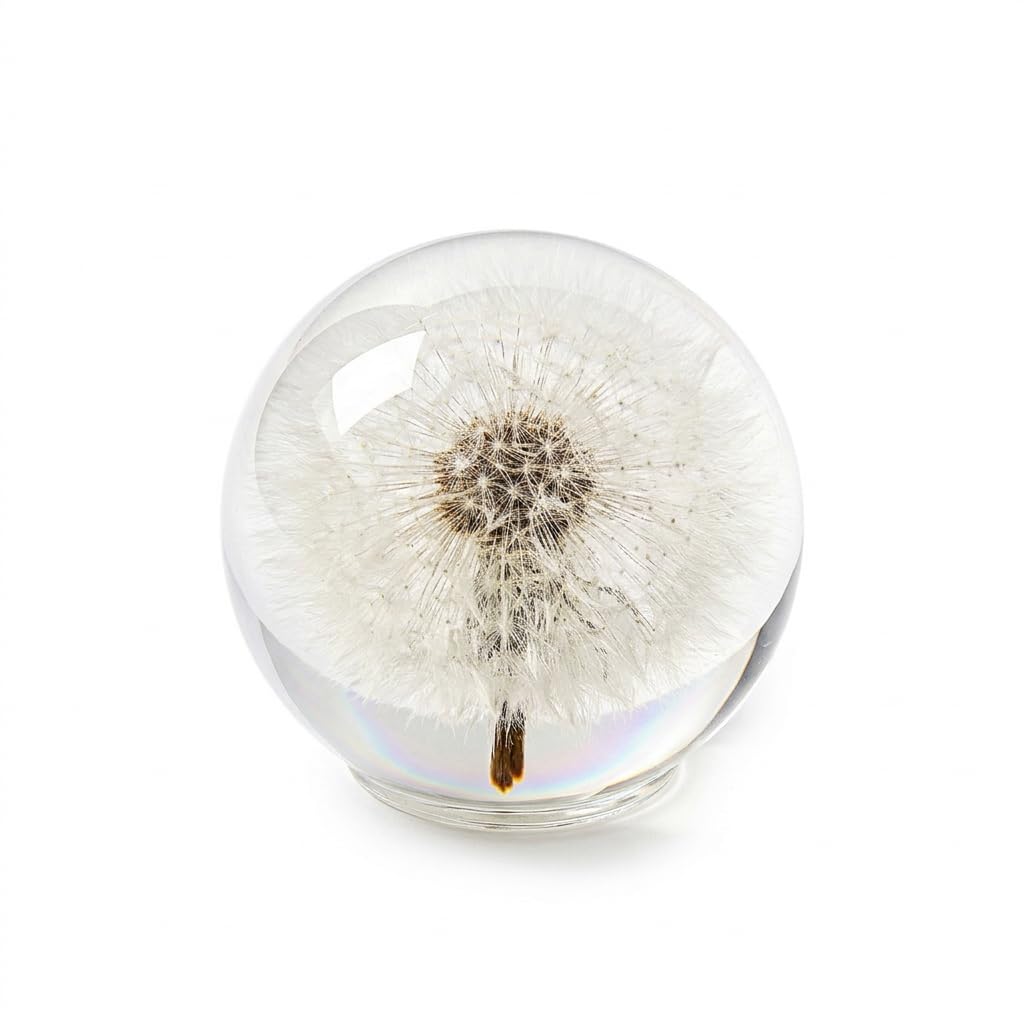 1st Heaven Dandelion Paperweight in Crystal – Real Preserved Dandelion, Symbol of Hope, Luck, or New Beginnings – Elegant Gift with Gift Box & Card (2.6 in)