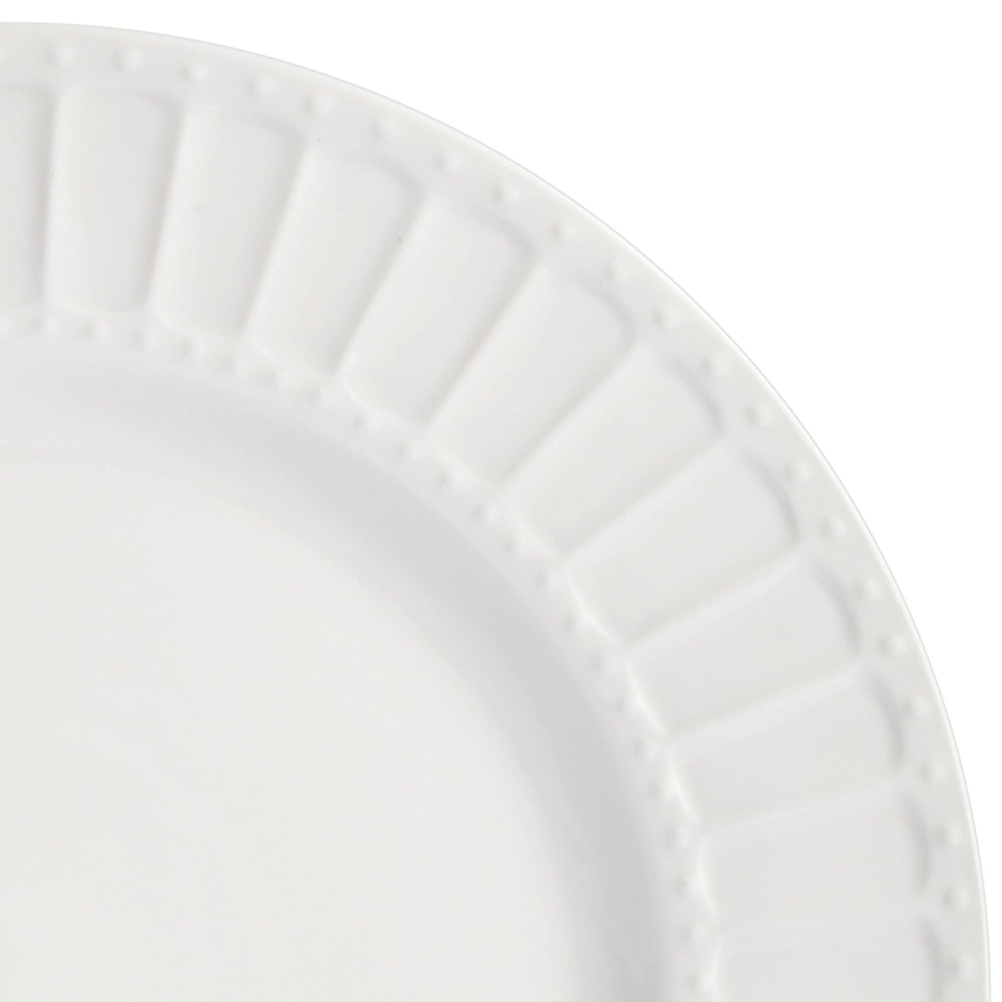 Gibson Home Zen Buffet Porcelain Ceramic Dinnerware Sets for 8, Plates and Bowls Set (40pcs), White Embossed Dishes