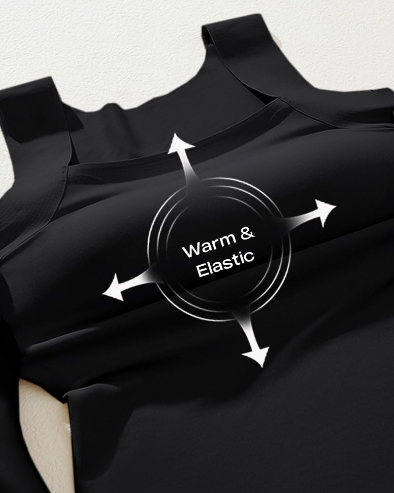 CHICME Womens U Neck Shapewear Built-in Bra Tank High Strechy Sleeveless Slim Fit Tops Camisole Workout Tops Black-