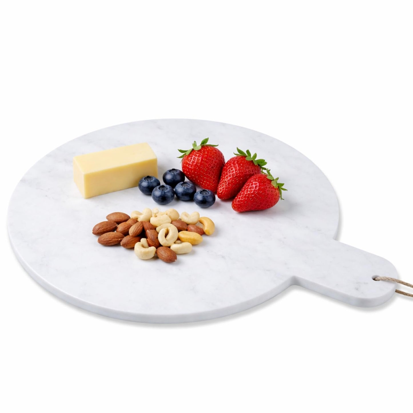 Ferrochef Round Marble Charcuterie Cutting Serving Board, 12 Inch Cheese Board with Handle for Kitchen Wedding Anniversary Bridal Shower, or Housewarming Gift