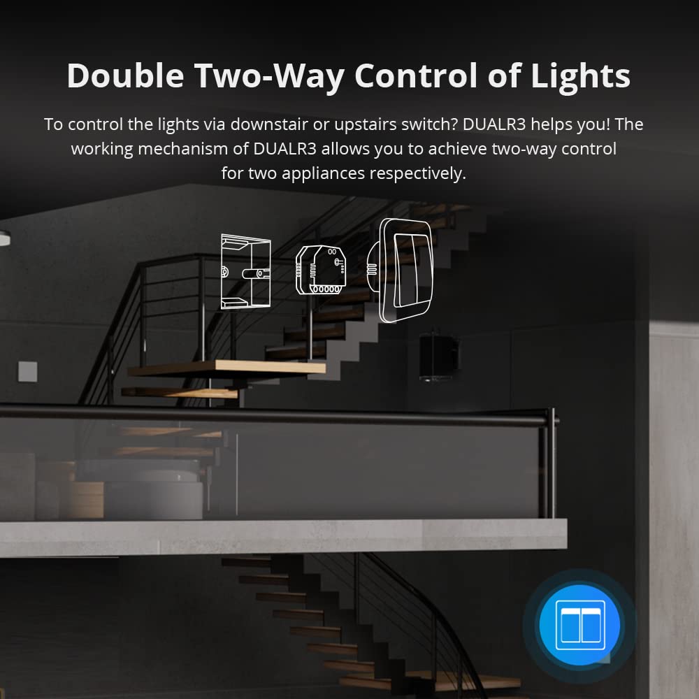 SONOFF DUALR3 Lite Smart Switch Moudle,WiFi Smart Curtain Switch,Dual Relay DIY Curtain, Blinds, Roller Shutter,Two Way Smart Switch,Compatible with Alexa&Google Assistant(1 Pack)