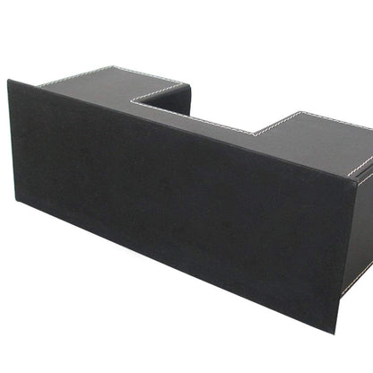 KINGFOM Office Supplies Desk Organizer PU Leather Storage Box 4 Divided Compartments for Pen Business Card Remote Control Mobile Phone Cosmetics Collection Holder (Black)