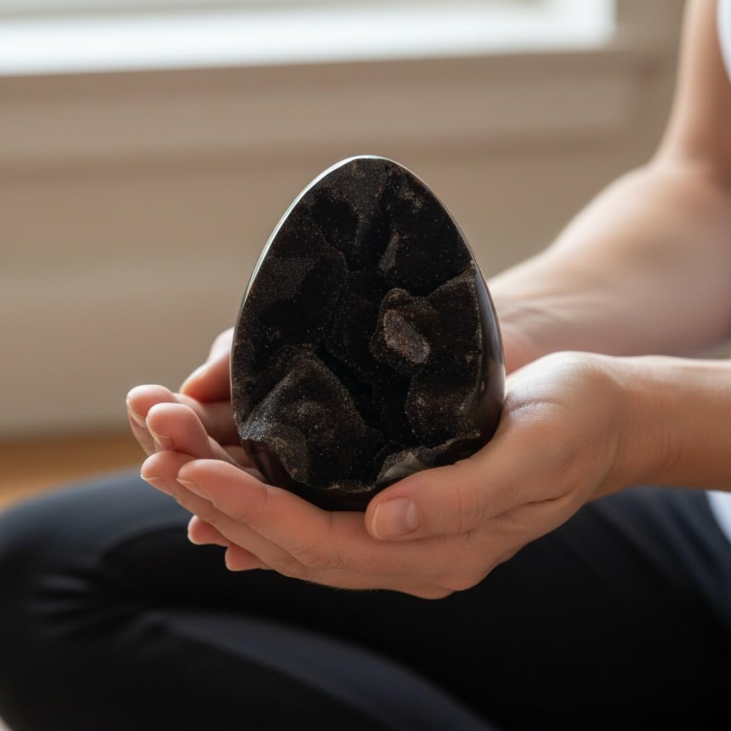 0.66-1.7lb Turtle Back Stone Crystal Geode Egg - Natural Rock Cluster for Home Office Decor, Spiritual Healing Stone with Raw Texture (1.1, Pounds)