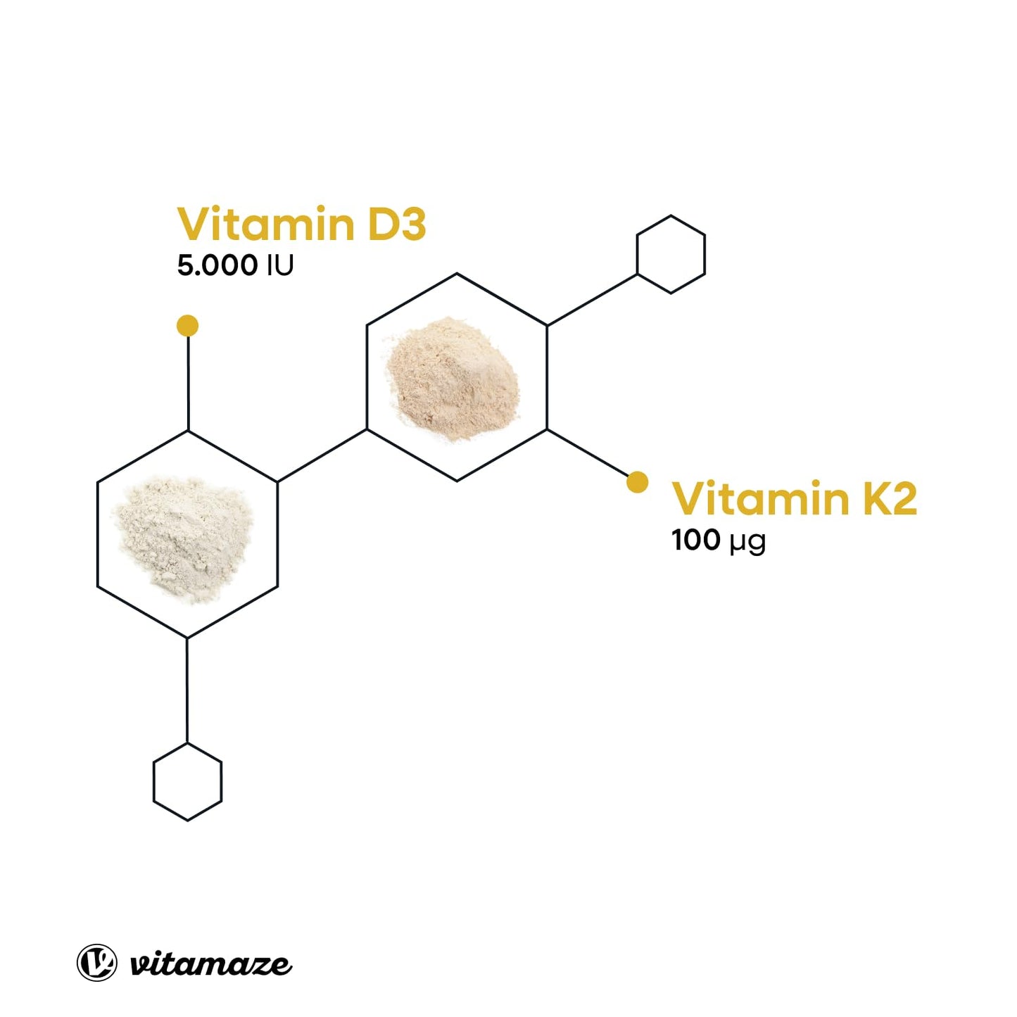 Vitamin D3 K2 5.000 IU & 100ug (MK7) 180 High Strength Vitamin D3 K2 Tablets for 6 Months Supply of Vitamin D3 and K2 for Bone, Teeth, Muscle Function & Immune System. German Quality. Vitamaze®