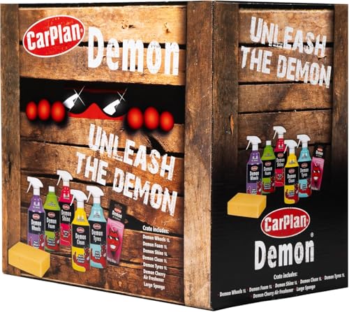 CarPlan Demon 7pc Car Care Gift Pack - Includes Demon Shine, Wheels, Foam, Tyres & More