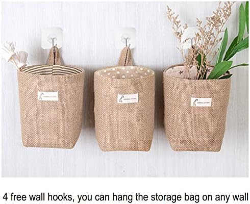 4 Pack Hanging Basket for Door, Small Wall Basket Decor, Jute Hanging Wall