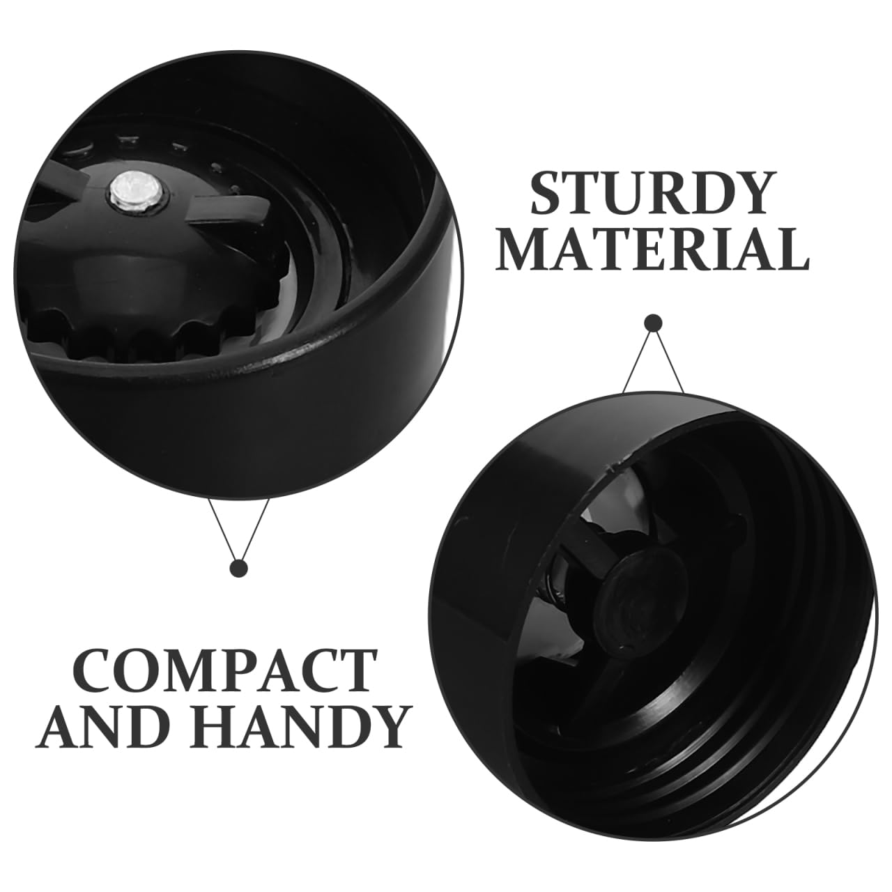 OKUMEYR Stainless Steel Grinder Cap Covers for Salt Pepper Mills Adjustable Spice Grinder Lid Covers Manual Kitchen Spice Jar Tops Easy to Clean 2 Pack Compact 1.88X1.81X1.77 Inch