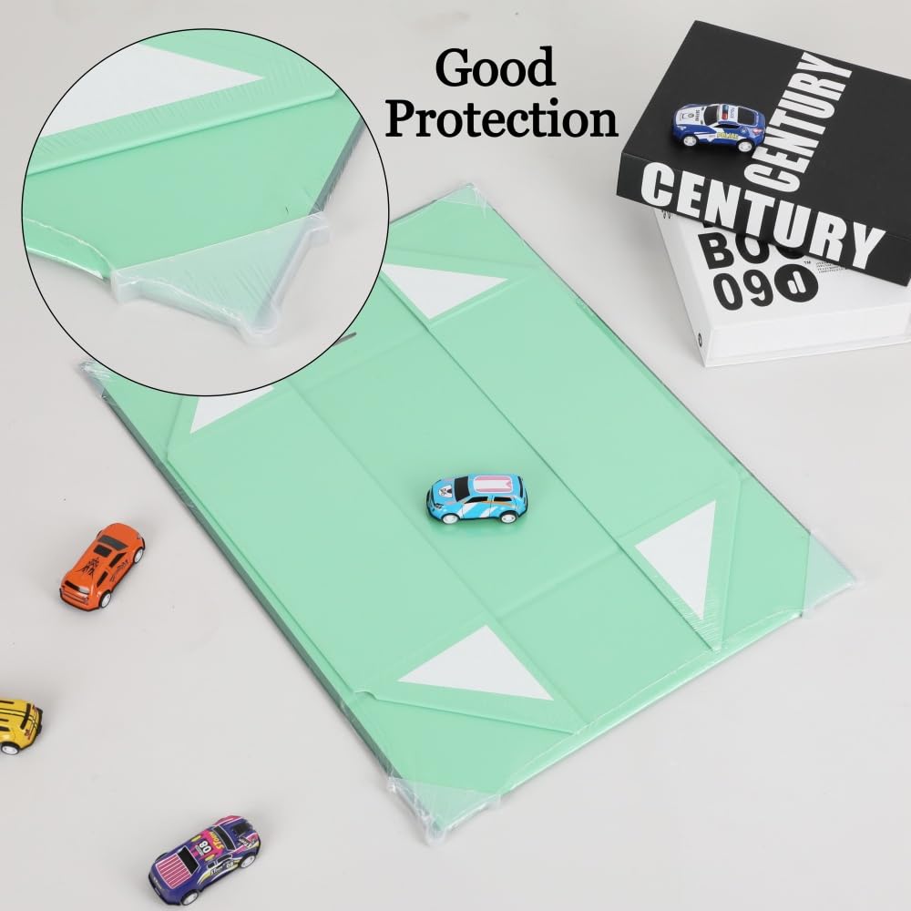 BoxSkivra Green Large Gift Box with Ribbon 1 Pack 13X11X5.3 Inch Large Gift Box with Lid Magnetic Closure Rectangle Collapsible Luxury Gift Boxes for Presents Crinkle Cut Paper Shred with Card