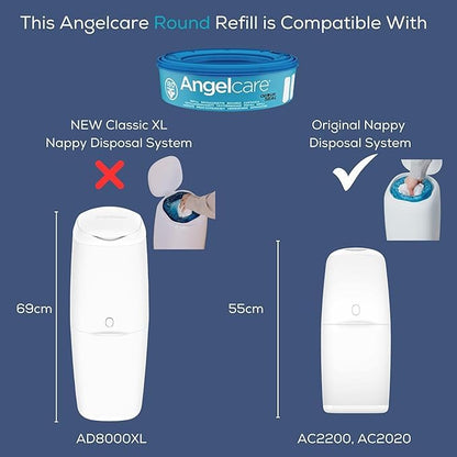 Angelcare Round Refill, 6 Pack, for Original Nappy Disposal System (not new classic xl)