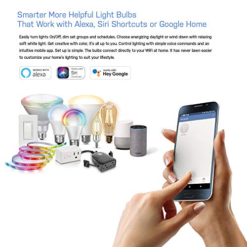 Feit Electric Smart Light Bulbs with RGB Color Changing and Tunable White, 2.4Ghz WiFi Light Bulbs, No Hub Needed, Works with Alexa and Google, Dimmable 60 Watt = LED 9W, OM60/RGBW/CA/AG/3, 3 Pack