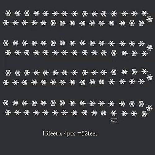 Cheerland Clearance Silver Snowflakes Decorations Garland for Winter Hanging Decoration Winter Wonderland Christmas Onederland Office Dorm Holiday Bridal Shower Ceiling Decor Xmas Backdrop Baby Shower