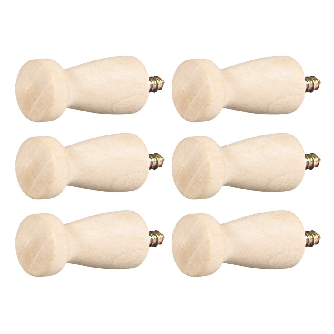 uxcell Wall Hooks Screw-On Solid Wood Hook Coat Hook Shaker Pegs Decorative Wall Mount Hook 22mmx48mm(DxL) No Paint, 6pcs