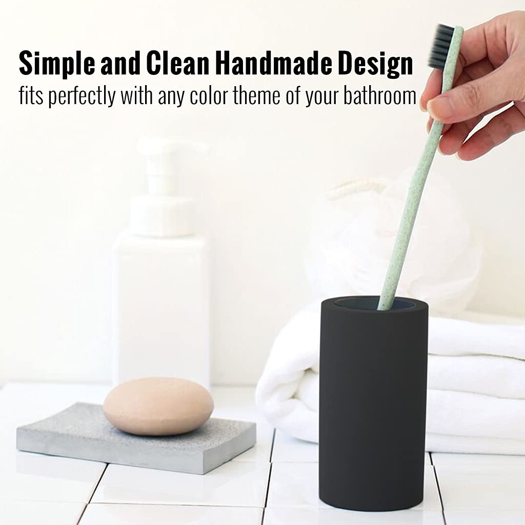 GRUISE Black Toothbrush Holder for Bathroom, Water Absorption Fast Drying Diatomite Toothbrush Holders for Electric Toothbrush Toothpaste Shaver Razor (Black+3covers)