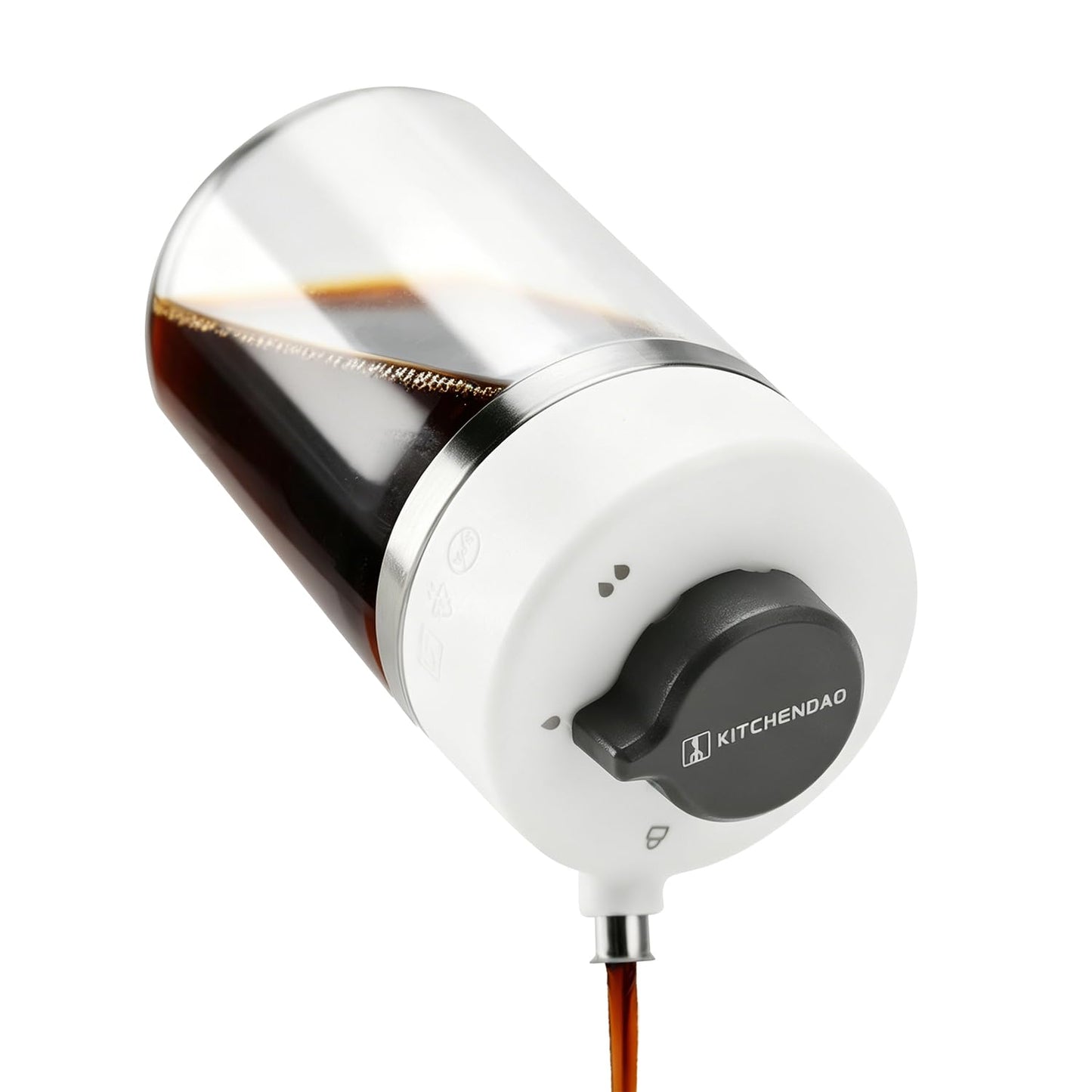KITCHENDAO Precision Pour Glass Soy Sauce Dispenser with 3 Modes and 2 in 1 Glass Salt Shaker with Side Pour Spout