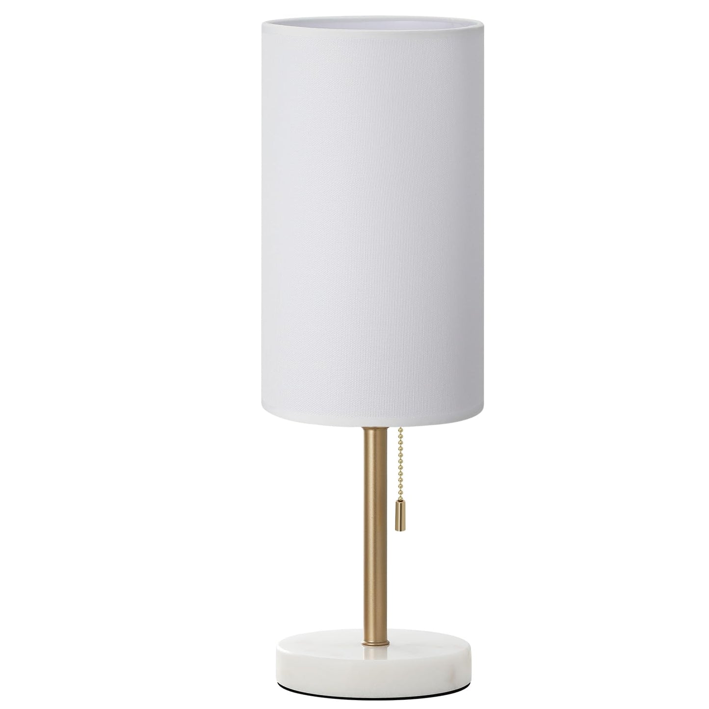 Dicoool Tall Bedside Table lamp for Bedroom - Luxury Marble Base & 3 Color Temperatures Bedside Lamps, Pull Chain Gold Table Lamps, White Nightstand Lamps for Living Room/Guest Room