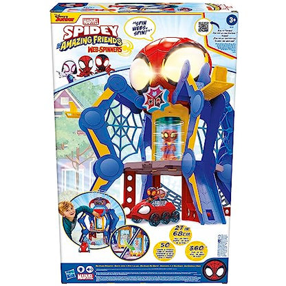 Spidey and His Amazing Friends Web-Spinners Web-Quarters, Kids Playset with Action Figure, Vehicle, and Accessories, Marvel Super Hero Toys, Ages 3 and Up