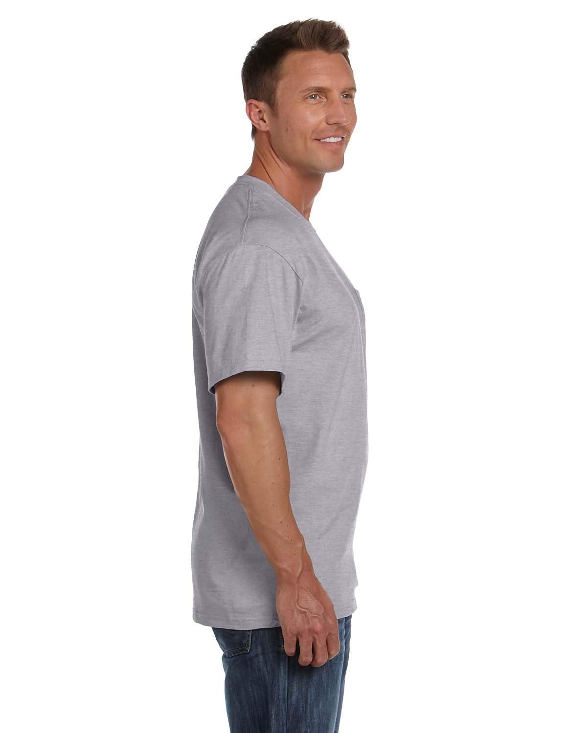 Fruit of the Loom Men's Pocket Crew Neck T-Shirt - XX-Large - Heather Gray (Pack of 4)