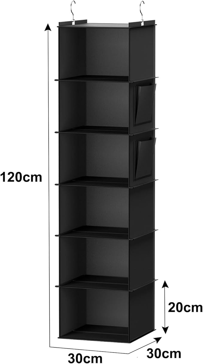YOUDENOVA Hanging Closet Organizers and Storage, 6-Shelf Hanging Closet Shelves