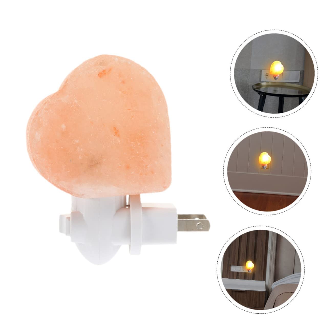 VALICLUD Himalayan Crystal Salt Night Shape LED Plug in Warm Glow Home Decoration for Bedroom Bathroom Corridor Yoga Meditation