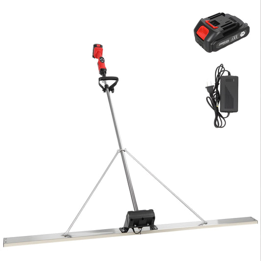 High Power Concrete Screed Vibratory Kit - Concrete Finishing Tool with 59" Stainless Steel Board, Cordless Electric Screed Cement Finishing Vibrating Machine with 4800mAh Battery, 9 Gears Adjustable