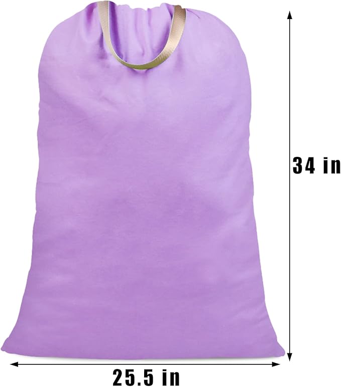 Cotton Canvas Laundry Bag with Handles & Drawstring Straps, Heavy Duty Extra