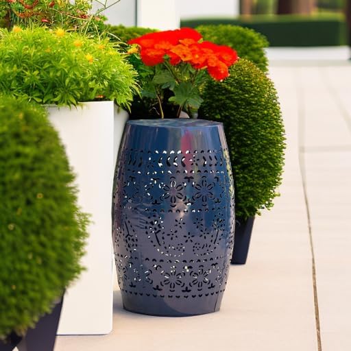 Christopher Knight Home Ruby Outdoor 12" Iron Side Table, Dark Blue