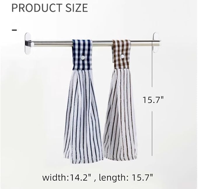 2 Pcs Kitchen Cotton Classical Striped Towel Absorbent Towel Hanging Towels