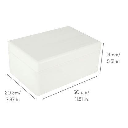 Creative Deco Large White Wooden Box Storage with Hinged Lid | 11.8x7.87x5.51in (+-0.5) | Keepsake Gift Box for Tool Dog Toy Kitchen Storage | ROUGH UNSANDED Wood Chest Trunk