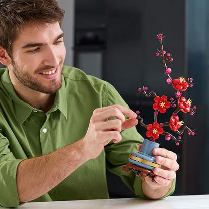 LEGO Botanicals Plum Blossom Set For Adults - Artificial Flowers for Indoor - Gifts for Mothers - Home Office Decor Display Piece incl. a Buildable Flowerpot - Botanical Collection - 10369