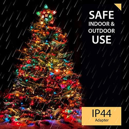 ANSIO® Christmas Lights 100 LED 10m/32ft Christmas Tree Lights for Indoor & Outdoor Multicolour Decorations Fairy String Lights for Xmas Garden Bedroom & Party | Mains Powered Green Cable
