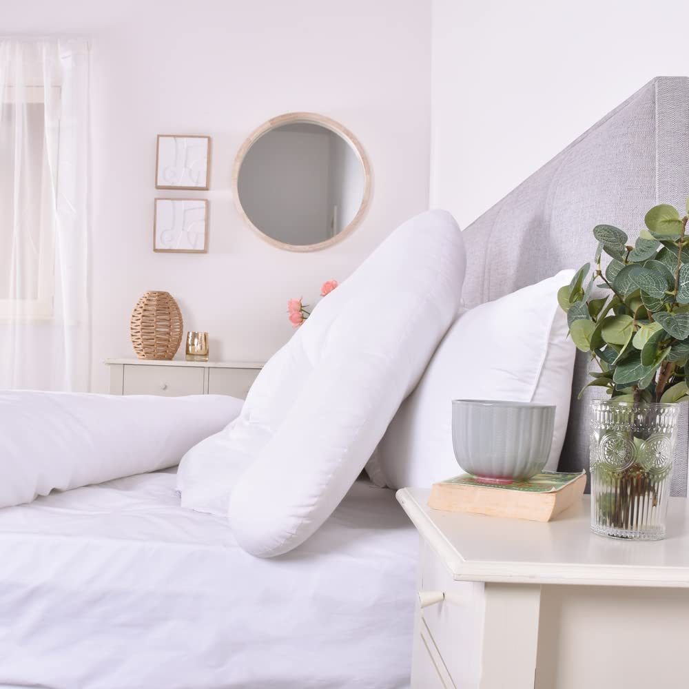 Lancashire Textiles Orthopaedic Batwing Shaped Neck & Back Support Pillow for Help with Cushioning and Sitting Complete with White Removable Pillowcase