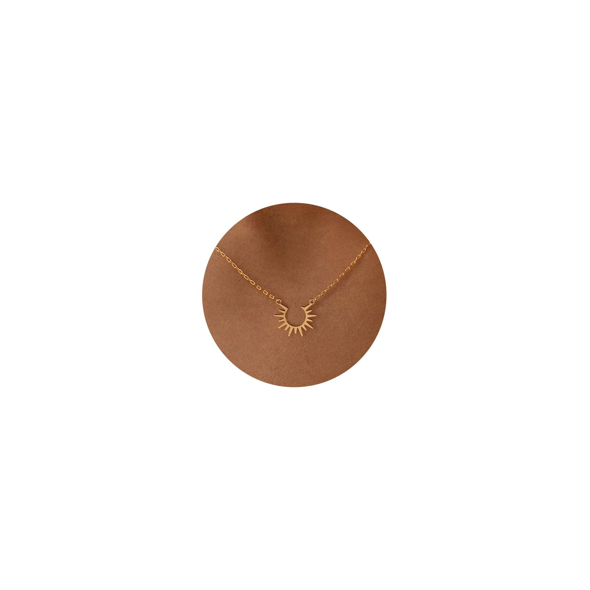 BSGRL Gold Necklace for Women-14K Gold Plated Dainty Sun Solar Light Pendant Necklace 16.5”+2” ext